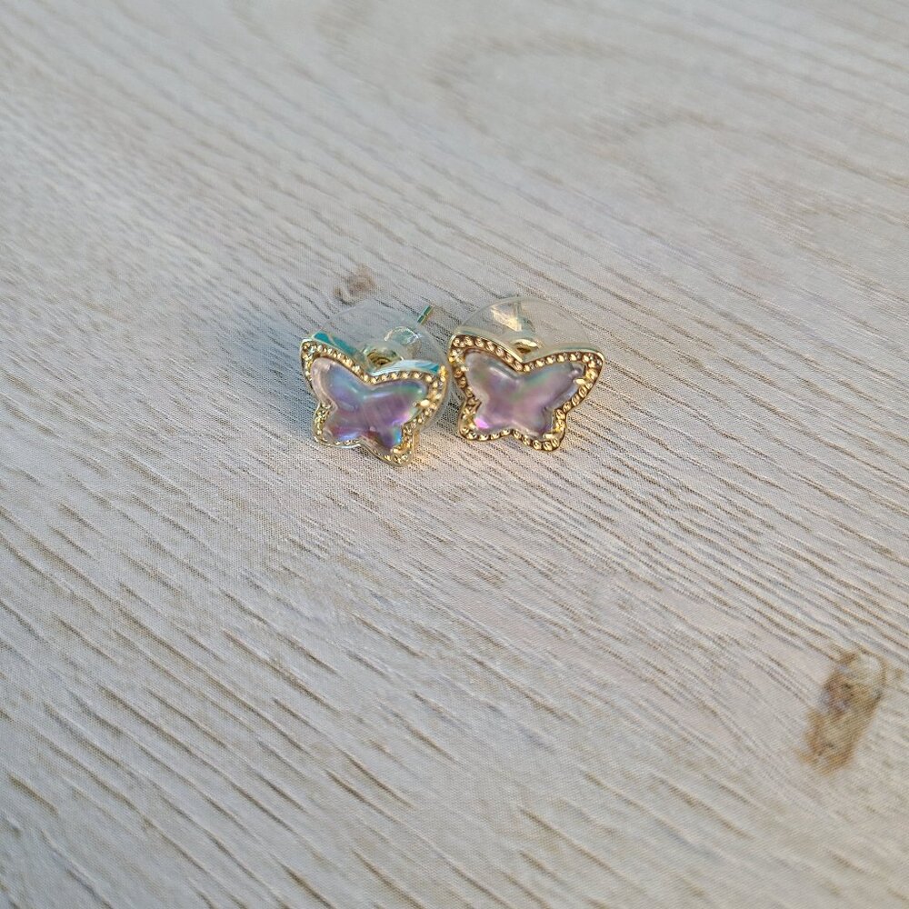 Kendra Scott Lillia Gold Butterfly Stud Earrings in Lilac Abalone